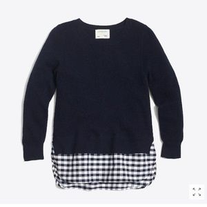 JCREW CREW CUT NAVY SWEATER GINGHAM TAIL